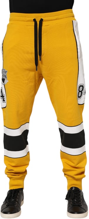 Dolce & Gabbana Dolce & Gabbana Yellow Print Cotton Drawstring Jogger Pants