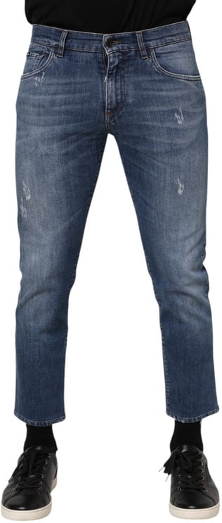 Dolce & Gabbana Dolce & Gabbana Blue Cotton Logo Plaque Denim Jeans