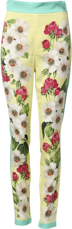 Dolce & Gabbana Dolce & Gabbana Yellow Silk Floral Leggings Pants