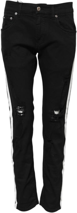Dolce & Gabbana Dolce & Gabbana Black Tattered White Lining Skinny Denim Jeans