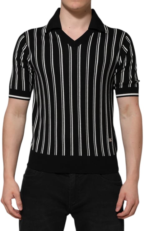 Dolce & Gabbana Dolce & Gabbana Black White Stripes Collared Polo T-shirt