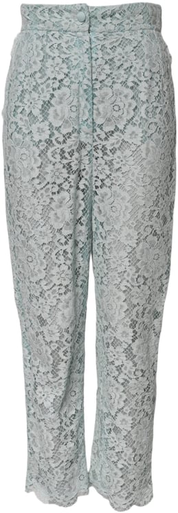Dolce & Gabbana Dolce & Gabbana Mint Green Cotton Floral Lace Trousers Pants