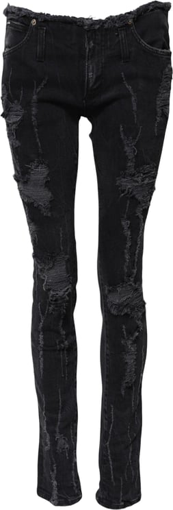 Dolce & Gabbana Dolce & Gabbana Black Cotton Tattered Skinny Denim Jeans