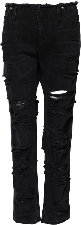 Dolce & Gabbana Dolce & Gabbana Black Cotton Tattered Mid Waist Denim Jeans
