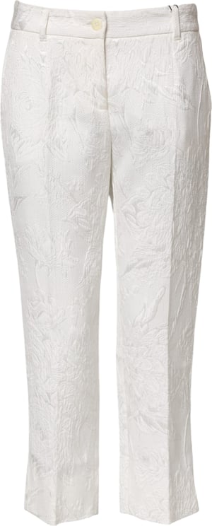 Dolce & Gabbana Dolce & Gabbana White Cotton Floral Jacquard Pants