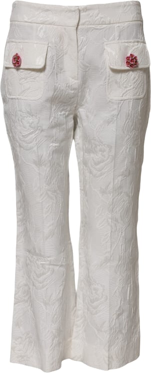 Dolce & Gabbana Dolce & Gabbana White Cotton Floral Jacquard Pants