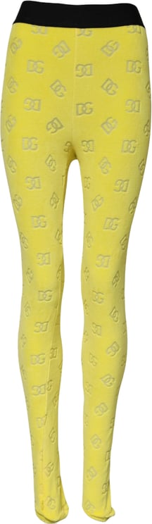 Dolce & Gabbana Dolce & Gabbana Yellow Logo Slim Fit Leggings Pants