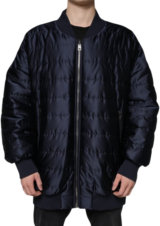 Dolce & Gabbana Dolce & Gabbana Dark Blue Quilted Full Zip Bomber Jacket