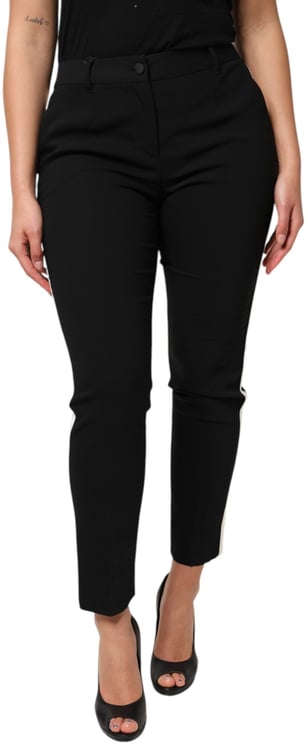 Dolce & Gabbana Dolce & Gabbana Black Wool High Waist Tapered Pants