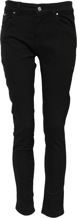 Dolce & Gabbana Dolce & Gabbana Black Cotton Logo Skinny Mid Waist Denim Jeans