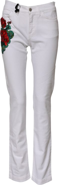 Dolce & Gabbana Dolce & Gabbana White Floral Embroidery GIRLY Denim Jeans