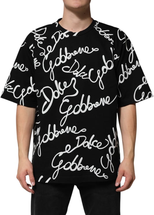 Dolce & Gabbana Dolce & Gabbana Black Logo Print Cotton Crew Neck T-shirt