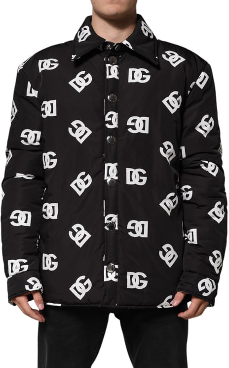 Dolce & Gabbana Dolce & Gabbana Black DG Monogram Nylon Windbreaker Jacket
