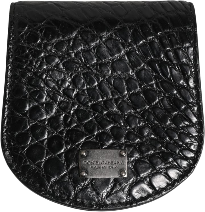 Dolce & Gabbana Dolce & Gabbana Black Exotic Skin Coin Condom Case Holder Pocket Wallet