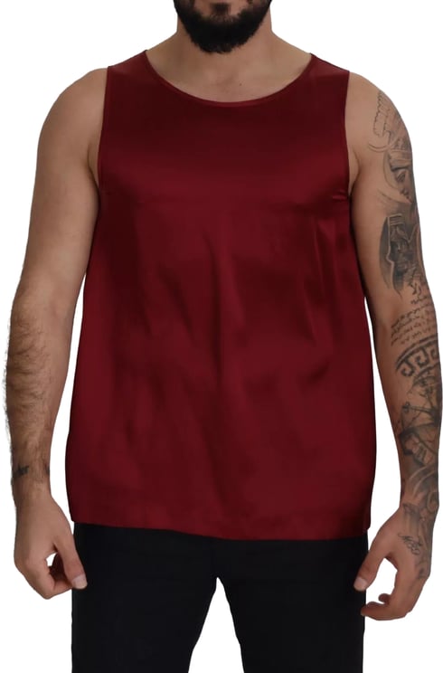 Dolce & Gabbana Dolce & Gabbana Red Round Neck Sleeveless Silk T-shirt