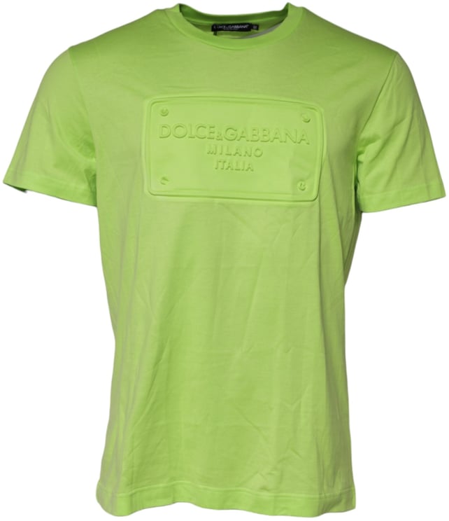 Dolce & Gabbana Dolce & Gabbana Green Embossed Logo Cotton Crew Neck T-shirt