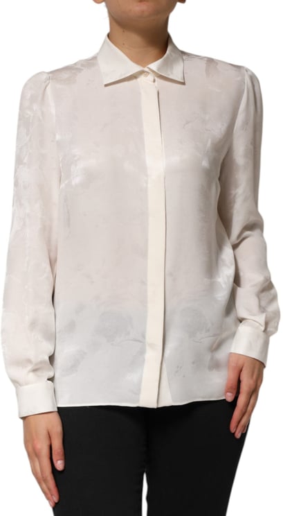 Dolce & Gabbana Dolce & Gabbana White Silk Long Sleeves Collared Shirt Top