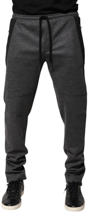 Dolce & Gabbana Dolce & Gabbana Gray Black Wool Blend Jogger Sweatpants  Pants