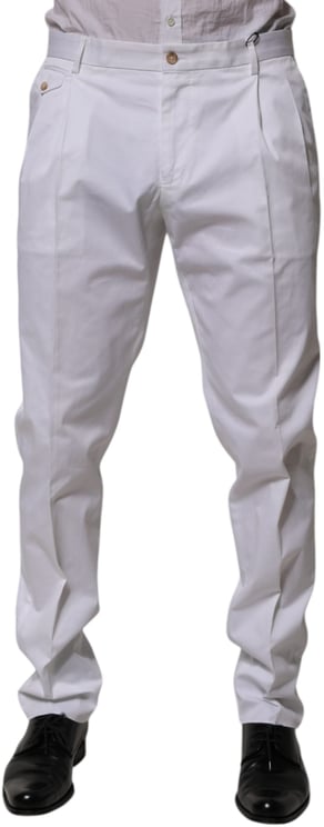 Dolce & Gabbana Dolce & Gabbana White Cotton Dress Slim Formal Trouser Pants