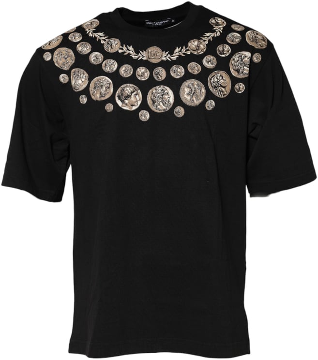 Dolce & Gabbana Dolce & Gabbana Black Coin Print Cotton Crew Neck T-shirt