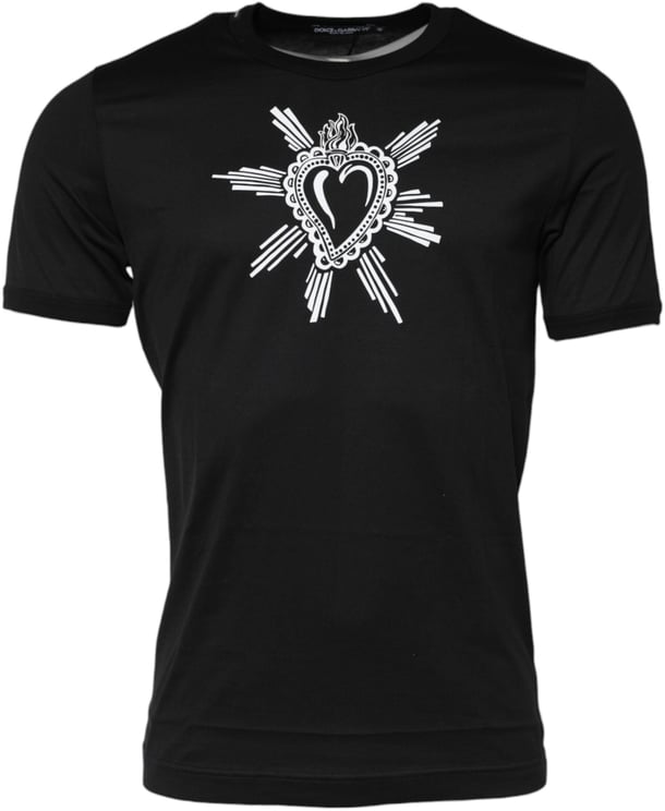 Dolce & Gabbana Dolce & Gabbana Black Sacred Heart Cotton Crew Neck T-shirt