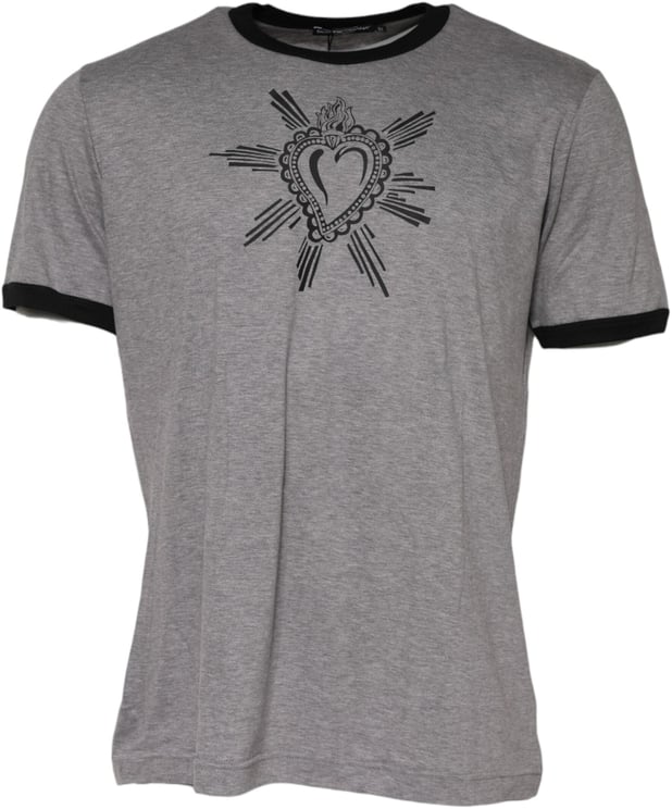 Dolce & Gabbana Dolce & Gabbana Gray Sacred Heart Cotton Crew Neck T-shirt