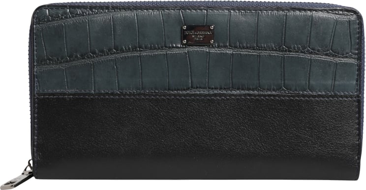 Dolce & Gabbana Dolce & Gabbana Black Blue Exotic Leather Men Continental Clutch Wallet