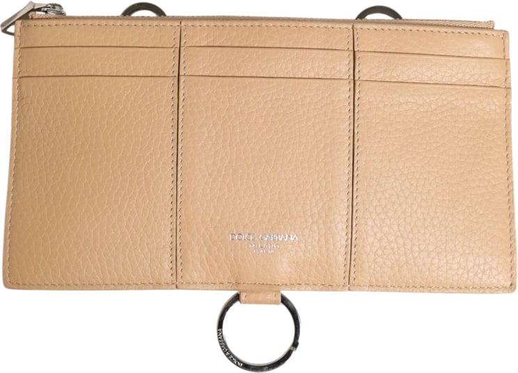 Dolce & Gabbana Dolce & Gabbana Beige Calfskin Leather Large Crossbody Card Holder Wallet