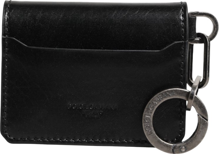 Dolce & Gabbana Dolce & Gabbana Wallet Black Leather Logo Embossed Key Chain Card Holder Wallet