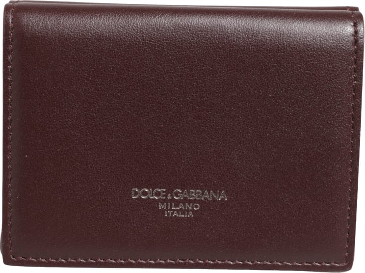 Dolce & Gabbana Dolce & Gabbana Leather Embossed Logo Trifold Men Card Holder Dark Brown