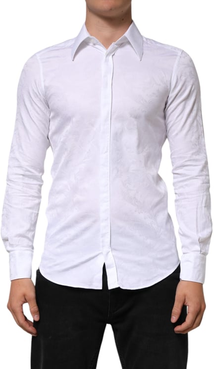 Dolce & Gabbana Dolce & Gabbana White Cotton MARTINI Paisley Jacquard Shirt