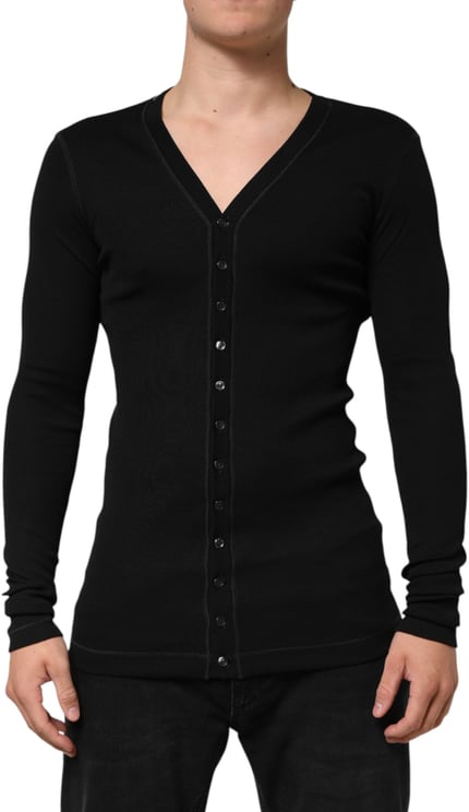 Dolce & Gabbana Dolce & Gabbana Black Cotton Button Up Men Cardigan Sweater