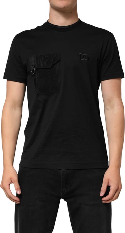 Dolce & Gabbana Dolce & Gabbana Black Cotton Embroidered DG Logo Pocket T-shirt