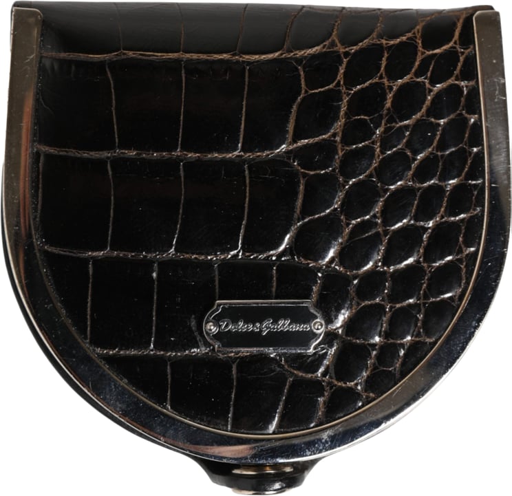 Dolce & Gabbana Dolce & Gabbana Black Polished Crocodile Leather Mens Coin Purse Wallet