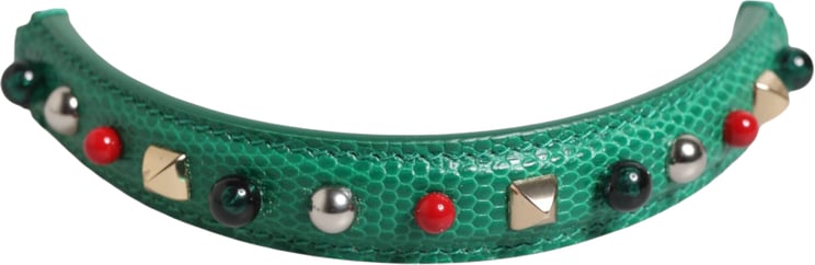 Dolce & Gabbana Dolce & Gabbana Green Embellished Leather Bag Handle Women Shoulder Strap