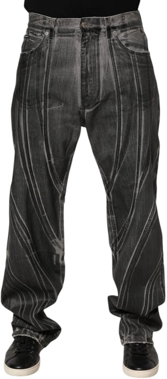 Dolce & Gabbana Dolce & Gabbana Black Grey Graphic Print Denim Pants Jeans