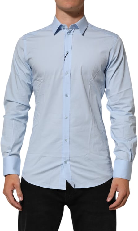 Dolce & Gabbana Dolce & Gabbana Light Blue Cotton GOLD Formal Men Dress Shirt