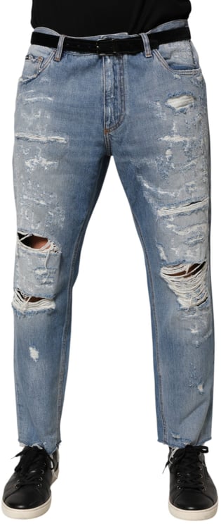 Dolce & Gabbana Dolce & Gabbana Blue Distressed Ripped Denim Trouser Jeans