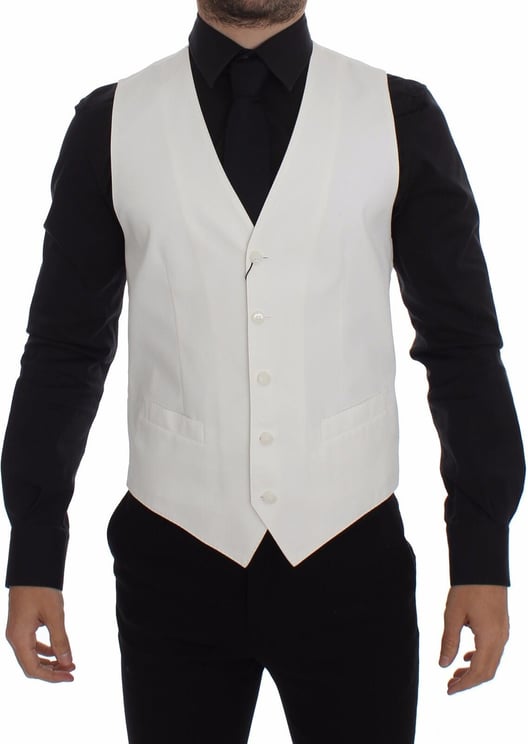 Dolce & Gabbana Dolce & Gabbana White Cotton Silk Blend Dress Vest Blazer