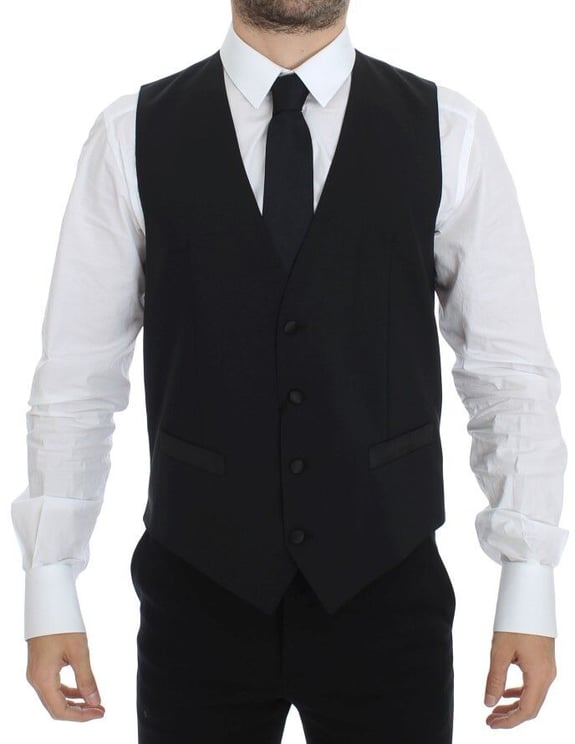 Dolce & Gabbana Dolce & Gabbana Black Wool Silk Stretch Dress Vest Blazer