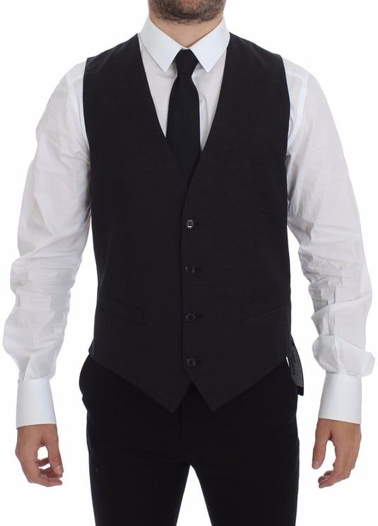 Dolce & Gabbana Dolce & Gabbana Gray Slim Fit Button Front Dress Formal Vest