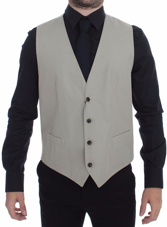 Dolce & Gabbana Dolce & Gabbana Beige Cotton Silk Blend Dress Vest Blazer