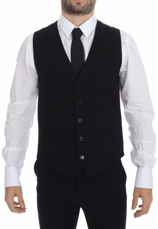 Dolce & Gabbana Dolce & Gabbana Black Cotton Dress Vest Blazer Jacket