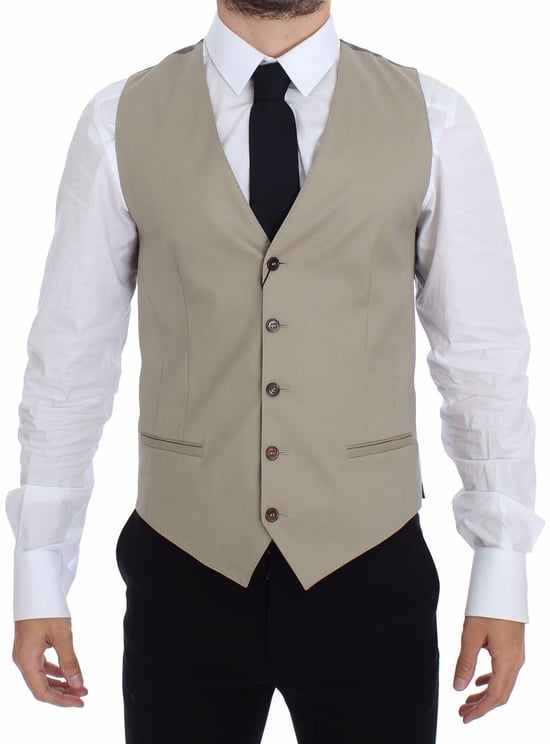 Dolce & Gabbana Dolce & Gabbana Beige Cotton Dress Vest Blazer Jacket