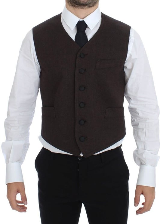 Dolce & Gabbana Dolce & Gabbana Brown Cotton Blend Dress Vest Gilet