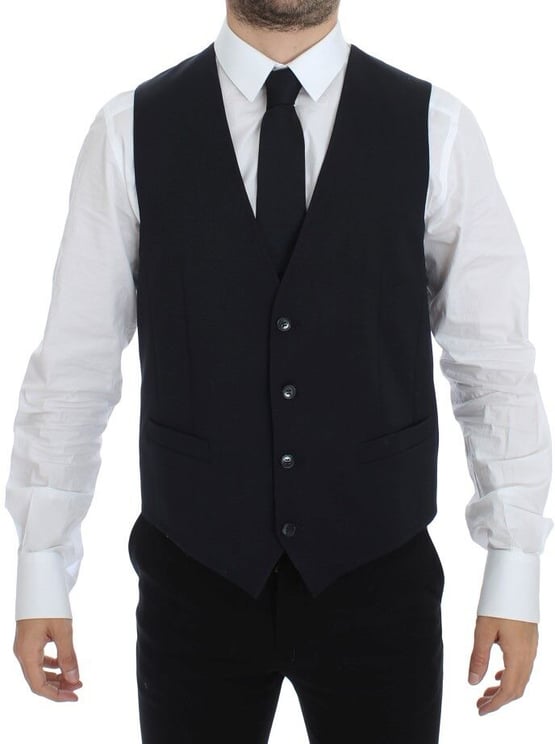 Dolce & Gabbana Dolce & Gabbana Blue Cotton Stretch Dress Vest Blazer
