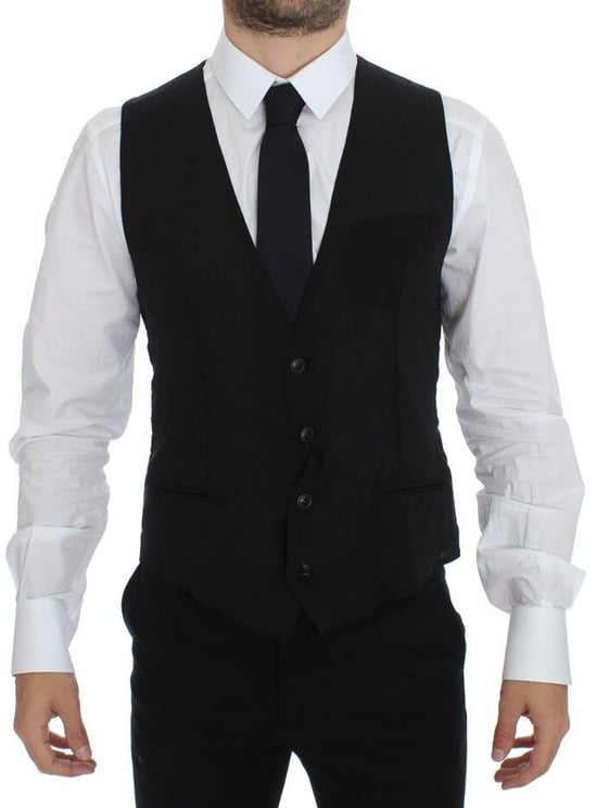 Dolce & Gabbana Dolce & Gabbana Black Wool Formal Dress Vest Gilet Jacket
