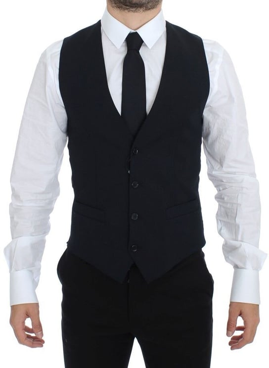 Dolce & Gabbana Dolce & Gabbana Blue Wool Formal Dress Vest Gilet