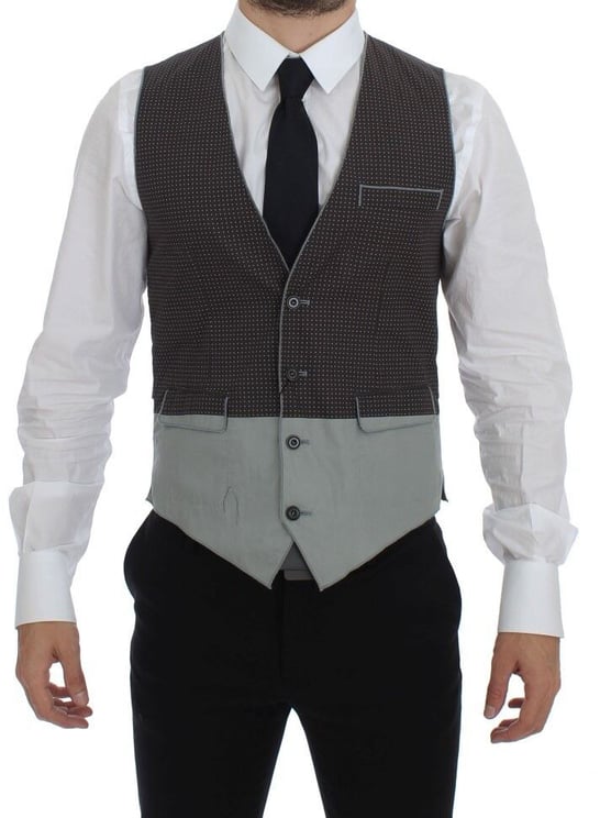 Dolce & Gabbana Dolce & Gabbana Gray Polka Dot Dress Vest Gilet Weste