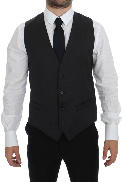 Dolce & Gabbana Dolce & Gabbana Gray Wool Formal Dress Vest Gilet Weste